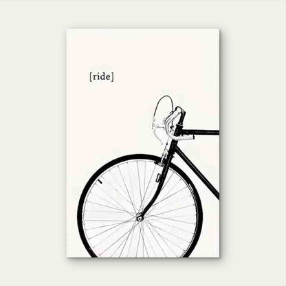 Bicycle With RIDE Text Metal Print Ready to Hang