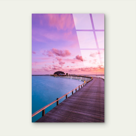 Maldives Tropical Beach Pier Acrylic Glass Printing Wall Art Australian Made Quality