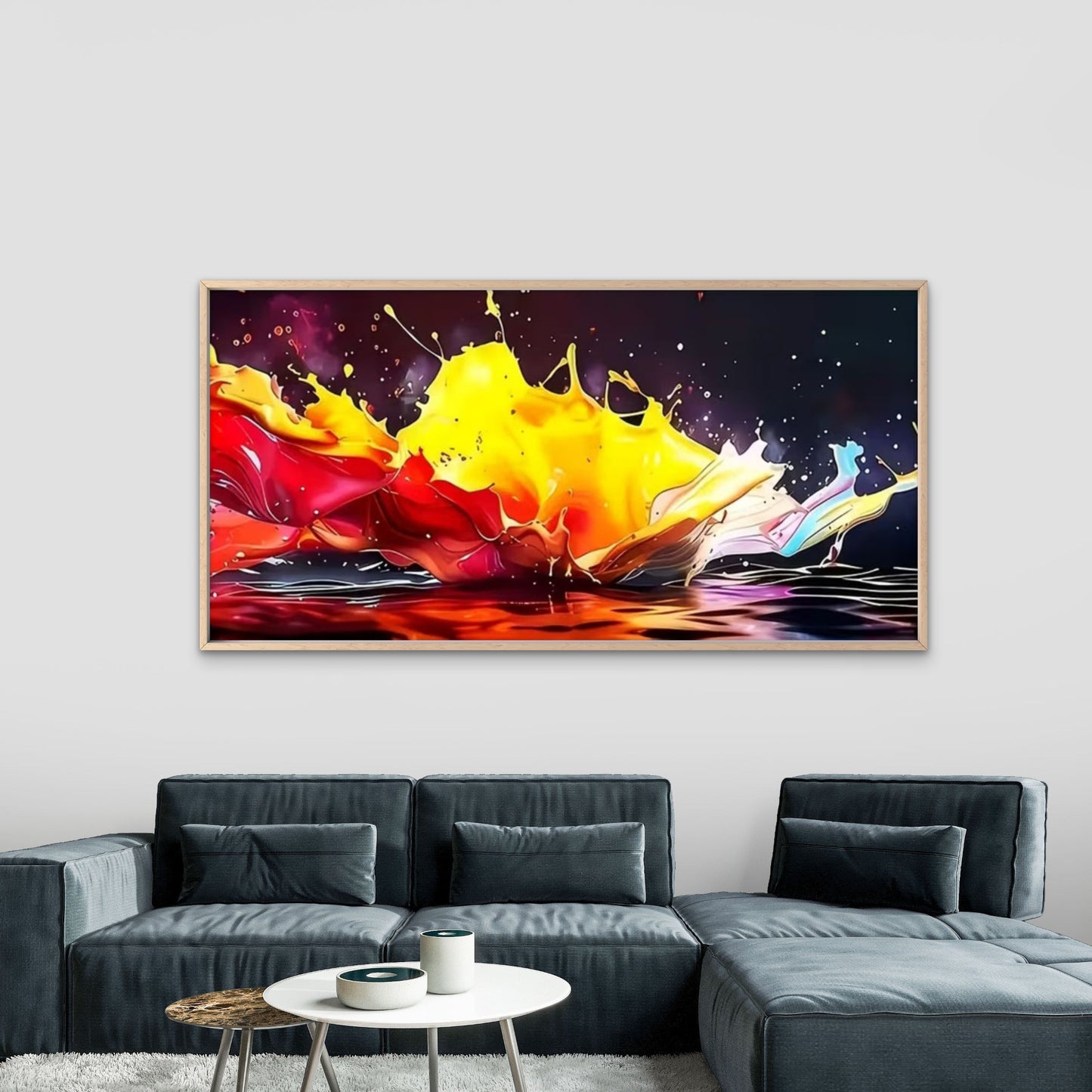 Dynamic Liquid Color Burst Wall Art Canvas Office Home Room Framed 120x60cm