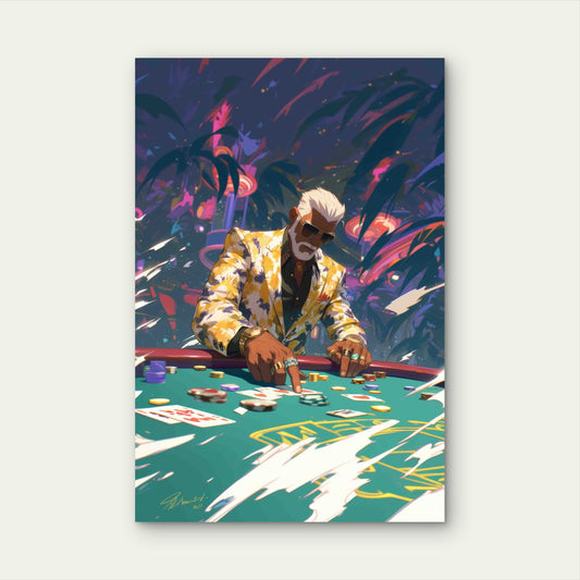 High Stakes At The Neon Casino 60x90cm Metal Print Ready to Hang