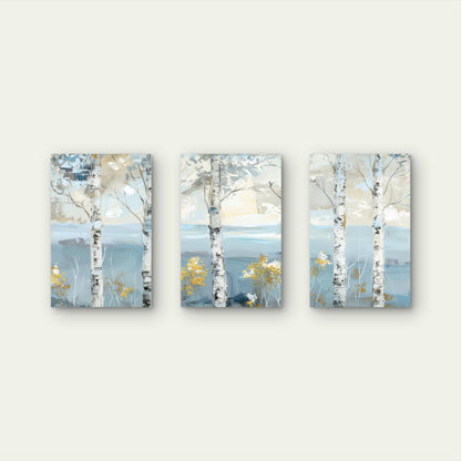 3pcs Aspen Forest Yellow Wildflower  Wall Art Set Canvas Framed 50x70cm - High Quality Print 100% Australian Made Wall Canvas Ready to Hang