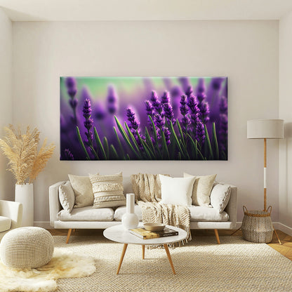 Vibrant Purple Lavender Field Wall Art Canvas Office Home Room Framed 120x60cm