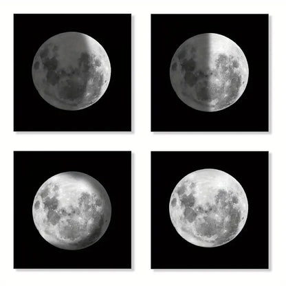 4pcs Moon Phase Canvas Wall Art Canvas Framed