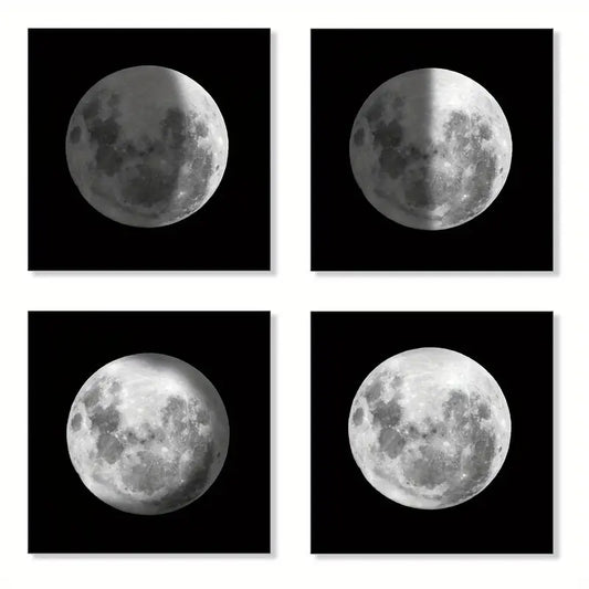 4pcs Moon Phase Canvas Wall Art Canvas Framed