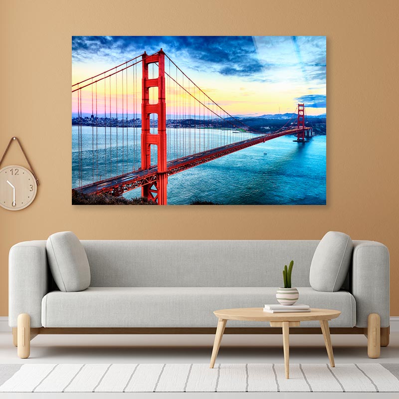 Golden Gate Bridge, San Francisco At Night, USA Acrylic Glass Print Tempered Glass Wall Art 100% Made in Australia Ready to Hang