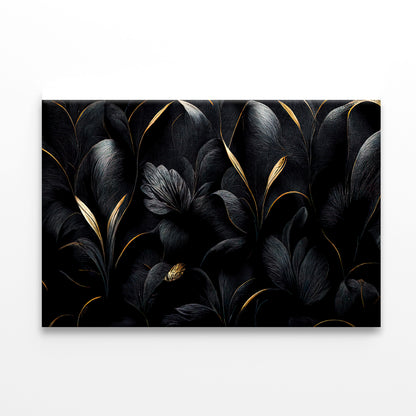 Luxury Black and Gold Leaves Art Print 100% Australian Made - Bella Home Decor