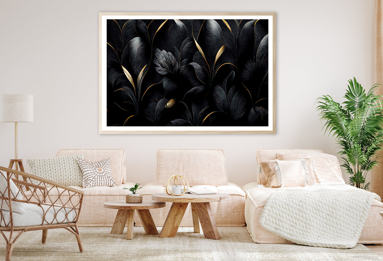 Luxury Black and Gold Leaves Art Home Decor Premium Quality Poster Print Choose Your Sizes - Bella Home Decor