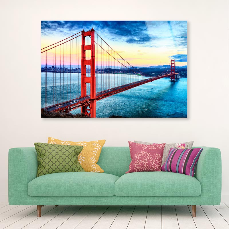 Golden Gate Bridge, San Francisco At Night, USA Acrylic Glass Print Tempered Glass Wall Art 100% Made in Australia Ready to Hang