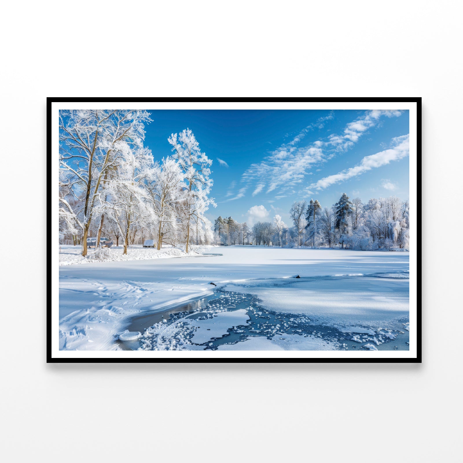 Winter, Frozen Lake and Snow-Covered Trees, Sky Home Decor Premium Quality Poster Print Choose Your Sizes - Bella Home Decor