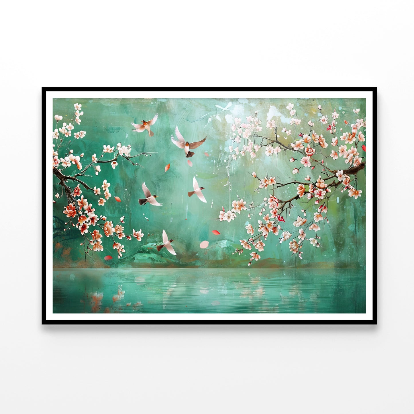 Birds Flying, Flowers Home Decor Premium Quality Poster Print Choose Your Sizes