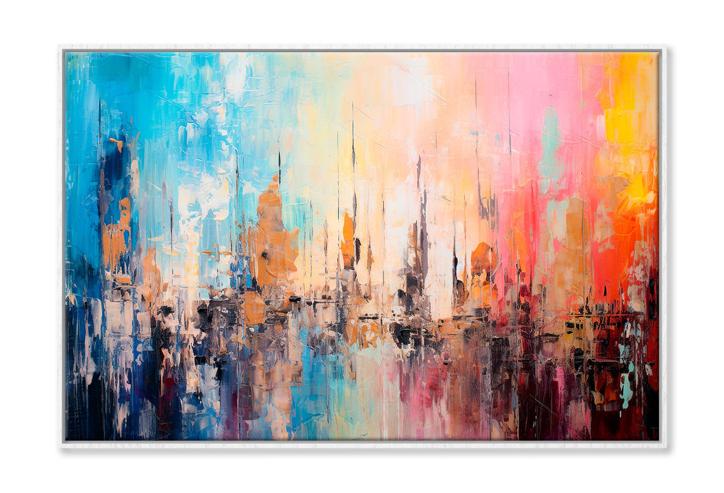 Abstract Colorful Modern Art Acrylic Oil Painting Wall Art Limited Edition High Quality Print Canvas Box Framed White