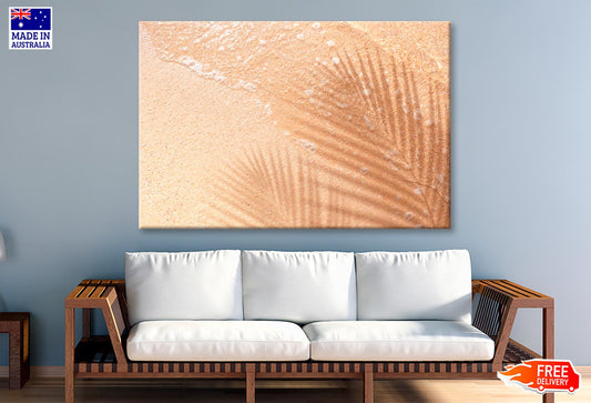 Shadow Of Coconut Leaf on Clean Sand Beach Wall Art Decor 100% Australian Made