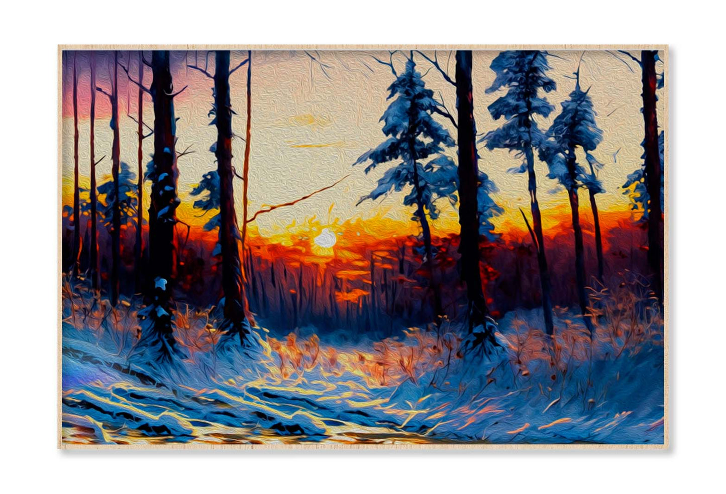 Snow With Forest Abstract Painting Wall Art Limited Edition High Quality Print