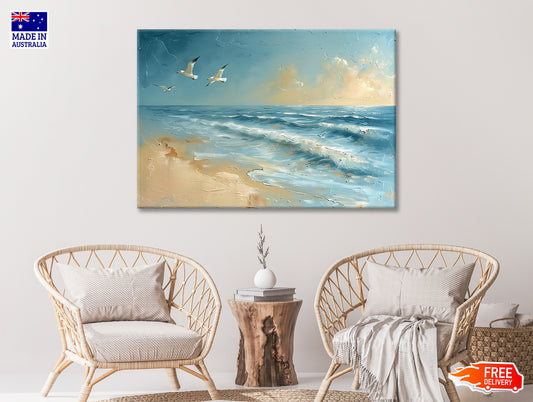 Group of Birds Flying Over the Ocean Print 100% Australian Made - Bella Home Decor