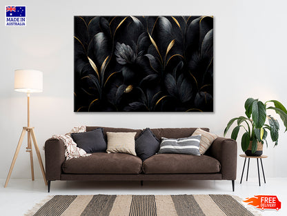 Luxury Black and Gold Leaves Art Print 100% Australian Made - Bella Home Decor