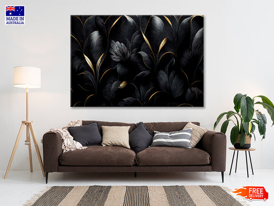 Luxury Black and Gold Leaves Art Print 100% Australian Made - Bella Home Decor