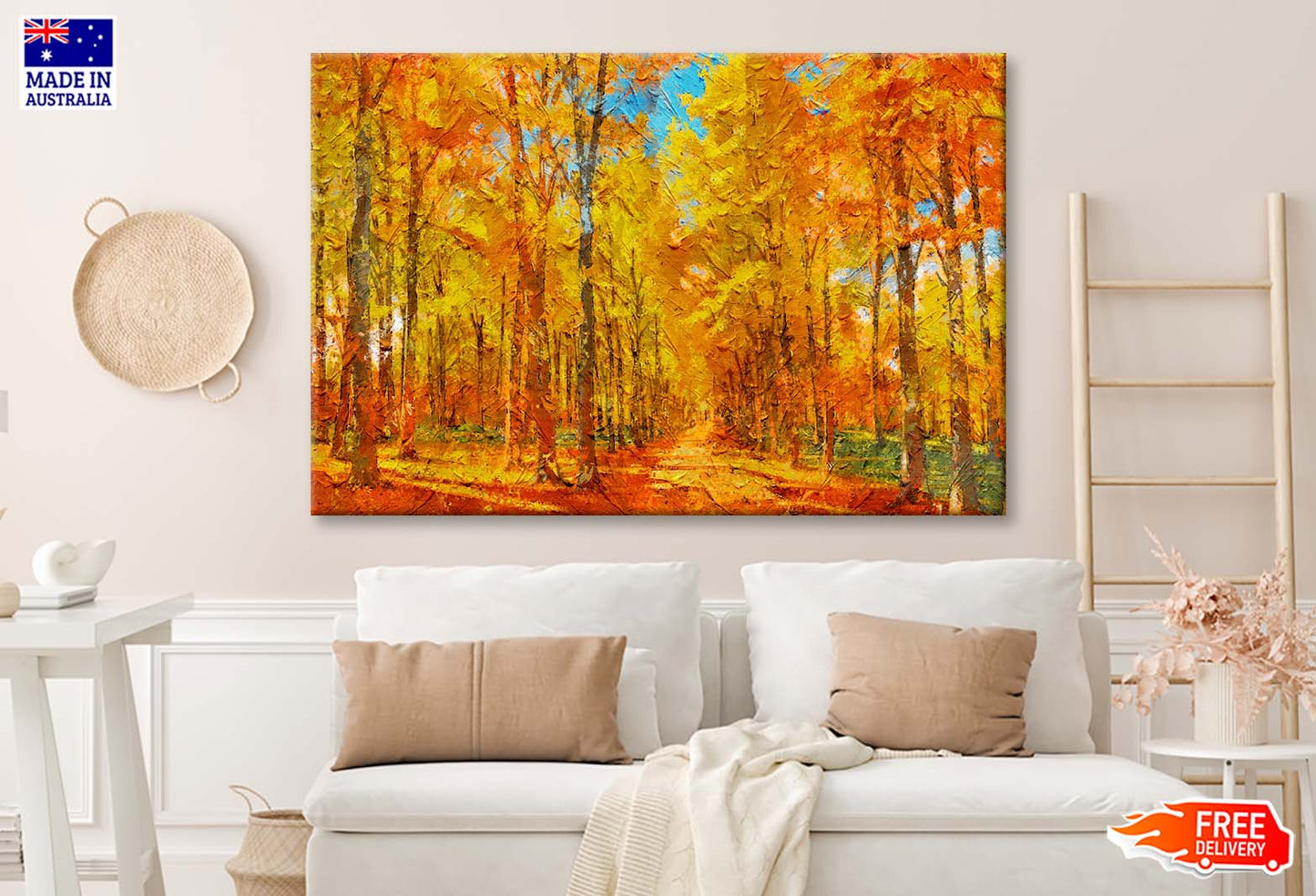 Autumn Gold Yellow Orange Red Trees Park In Sun Light Wall Art Limited Edition High Quality Print