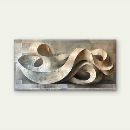 Modern Beige Abstract Wave Spiral Texture Wall Art Canvas Office Home Framed 120x60cm