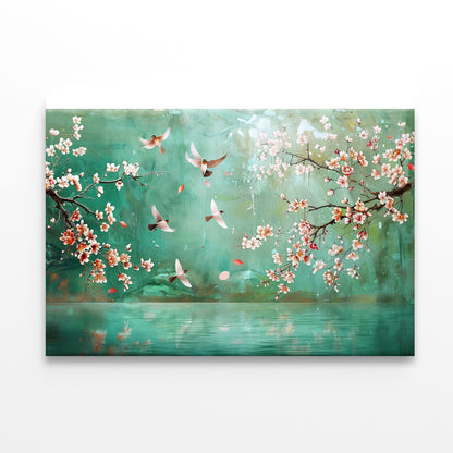 Birds Flying, Flowers Print 100% Australian Made - Bella Home Decor