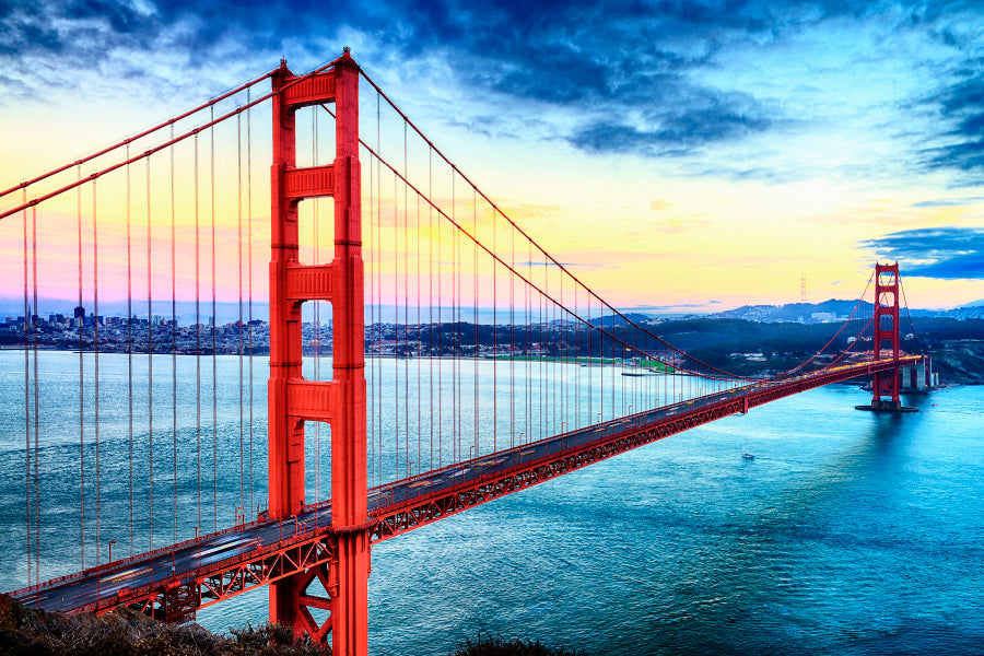 Golden Gate Bridge, San Francisco At Night, USA Home Decor Premium Quality Poster Print Choose Your Sizes