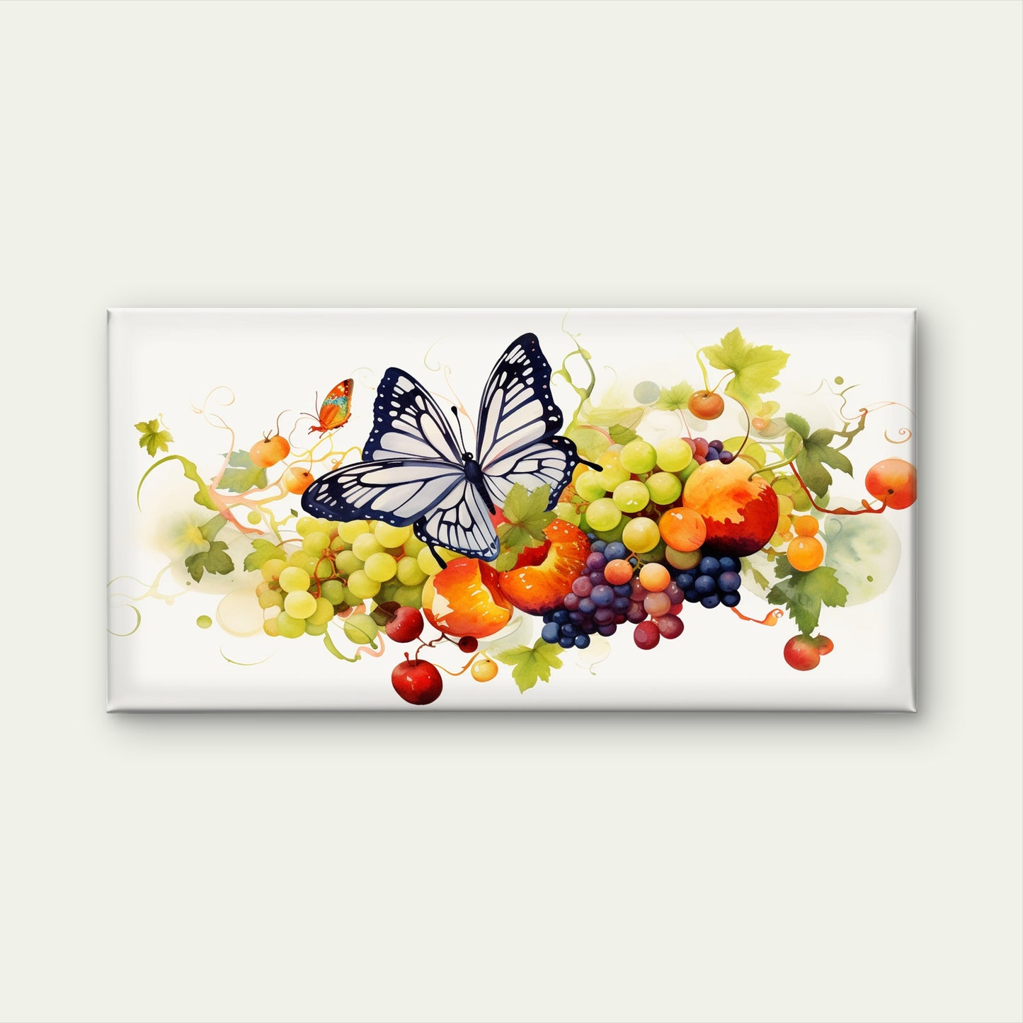 Monarch Butterfly Grape Vine Wall Art Canvas Office Home Room Framed 120x60cm - Bella Home Decor