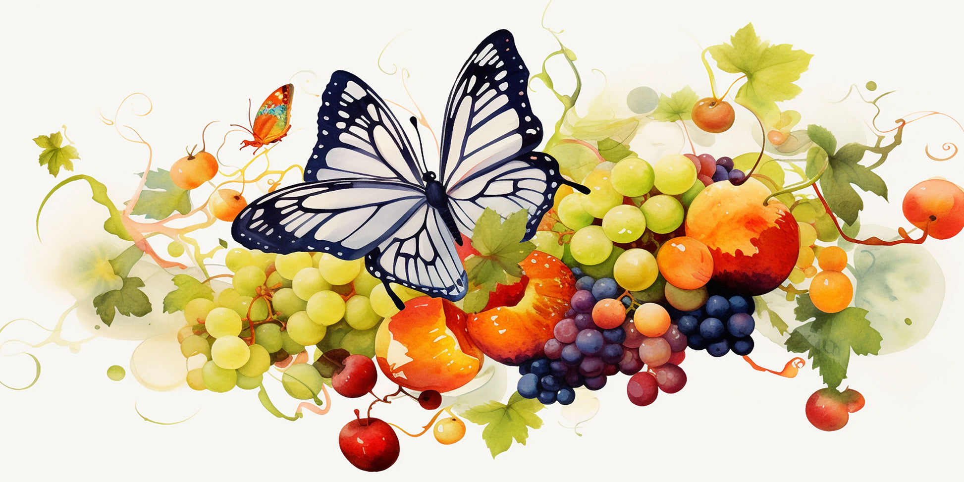 Monarch Butterfly Grape Vine Wall Art Canvas Office Home Room Framed 120x60cm - Bella Home Decor