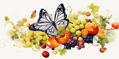 Monarch Butterfly Grape Vine Wall Art Canvas Office Home Room Framed 120x60cm - Bella Home Decor