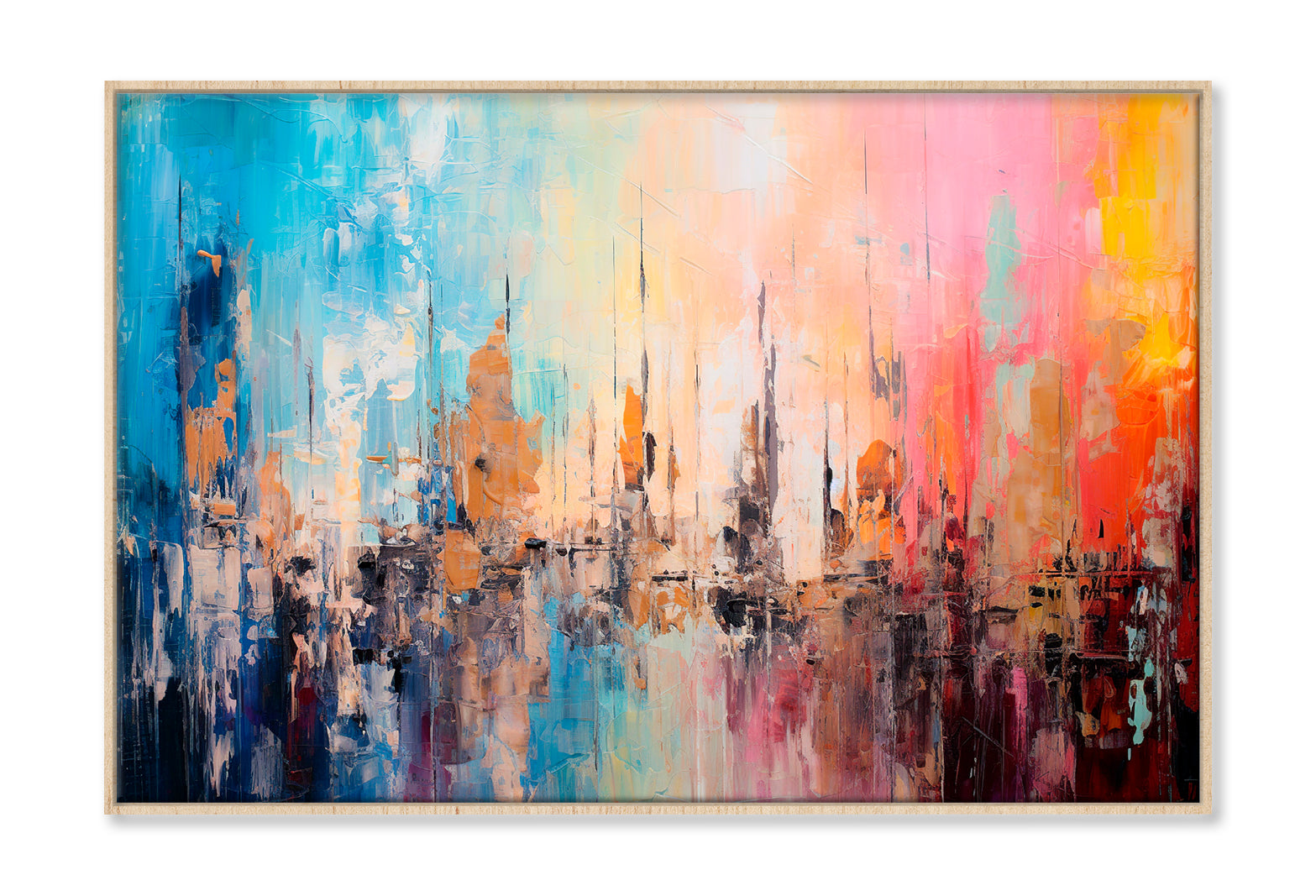 Abstract Colorful Modern Art Acrylic Oil Painting Wall Art Limited Edition High Quality Print Canvas Box Framed Natural