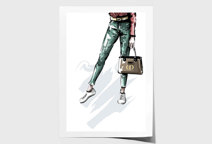 Stylish Sneakers Luxury Handbag Wall Art Limited Edition High Quality Print Unframed Roll Canvas None