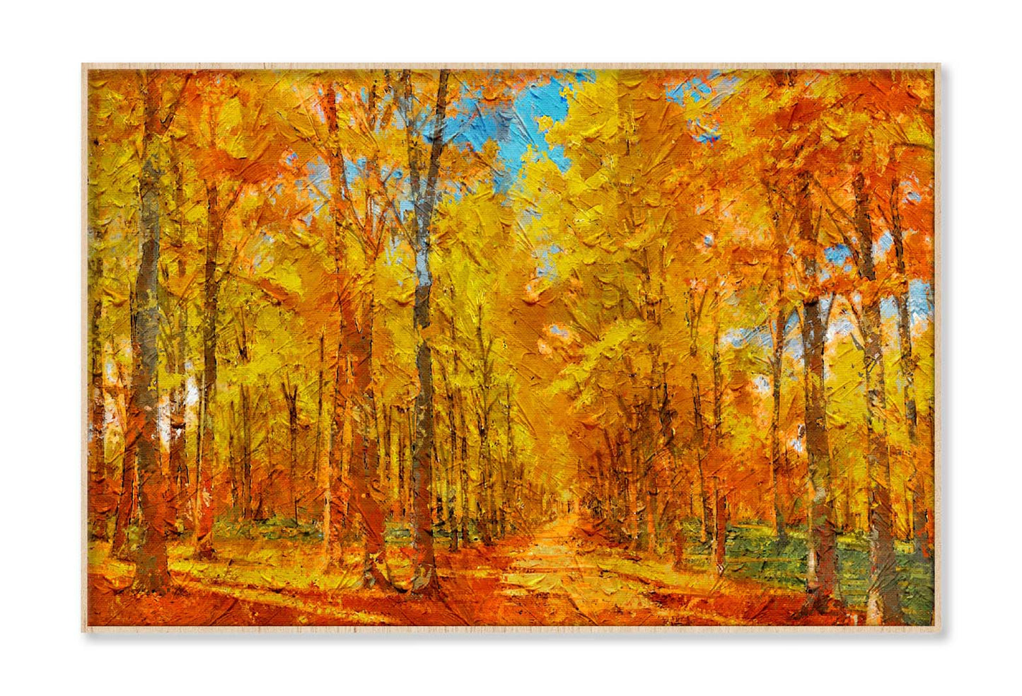 Autumn Gold Yellow Orange Red Trees Park In Sun Light Wall Art Limited Edition High Quality Print