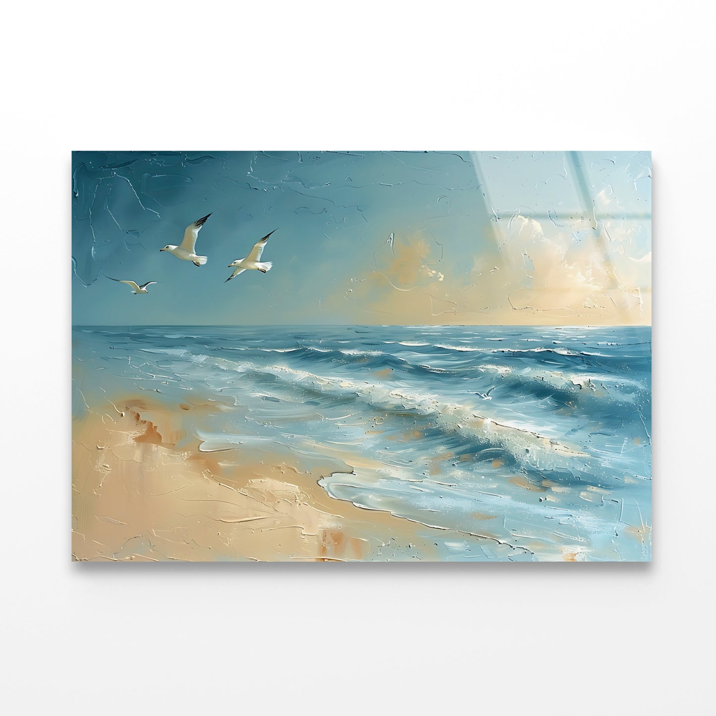 Group of Birds Flying Over the Ocean Acrylic Glass Print Tempered Glass Wall Art 100% Made in Australia Ready to Hang - Bella Home Decor