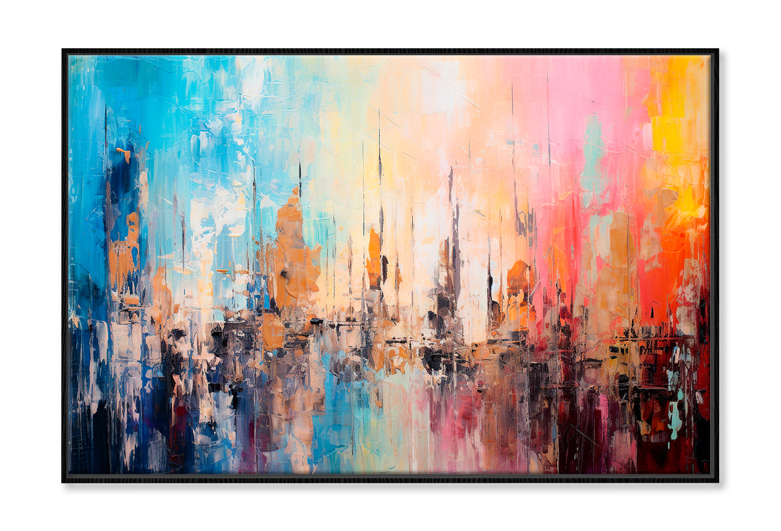 Abstract Colorful Modern Art Acrylic Oil Painting Wall Art Limited Edition High Quality Print Canvas Box Framed Black