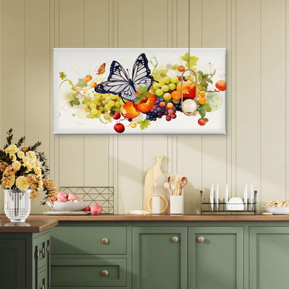 Monarch Butterfly Grape Vine Wall Art Canvas Office Home Room Framed 120x60cm - Bella Home Decor