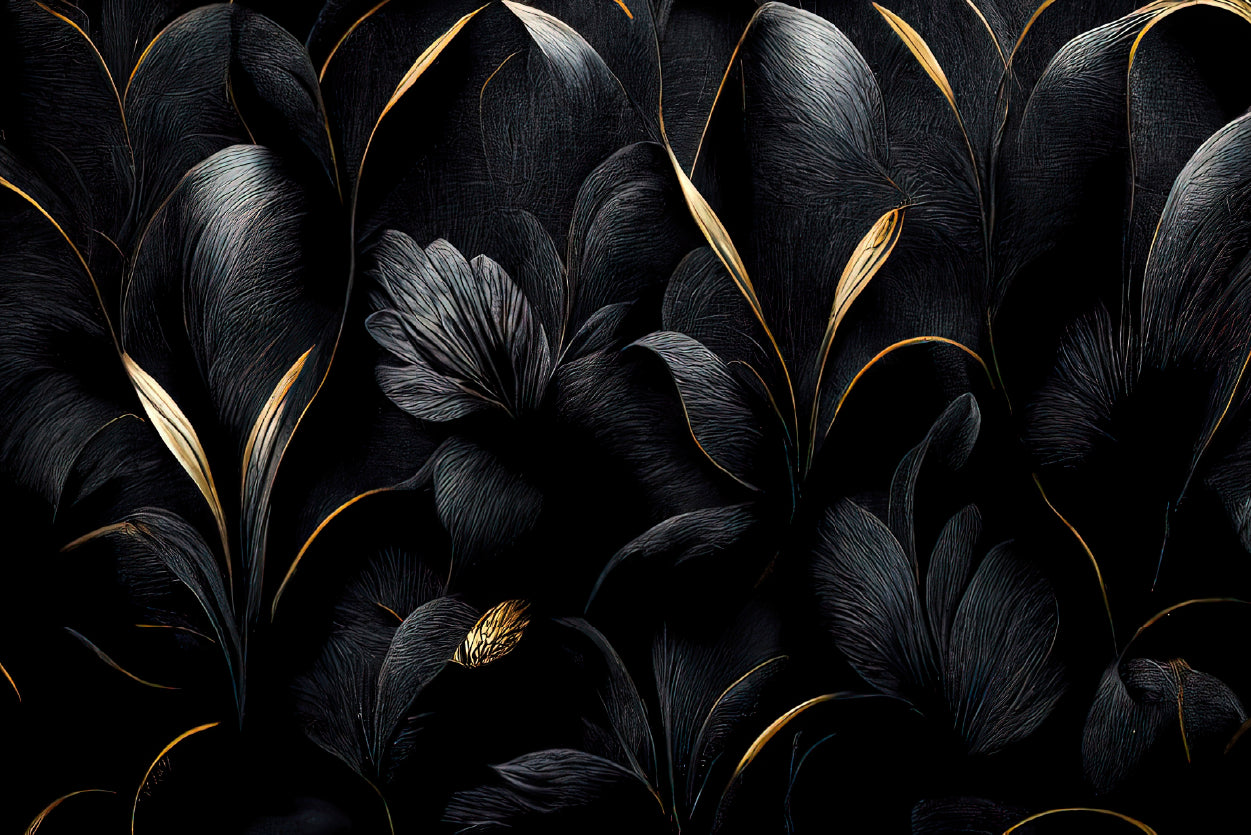 Luxury Black and Gold Leaves Art Print 100% Australian Made - Bella Home Decor