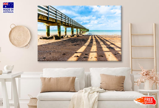 Cornwallis Wharf and Its Leading Innes and Shadow Across Beach to Water Wall Art Decor 100% Australian Made