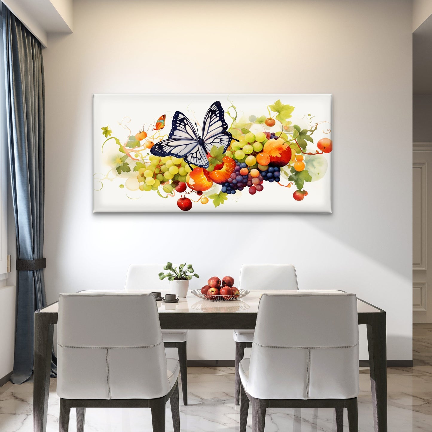 Monarch Butterfly Grape Vine Wall Art Canvas Office Home Room Framed 120x60cm - Bella Home Decor
