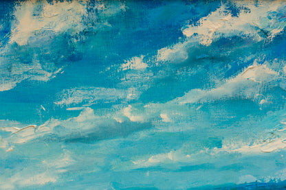 Abstract Clouds Blue Sky Paint Glass Framed Wall Art, Ready to Hang Quality Print