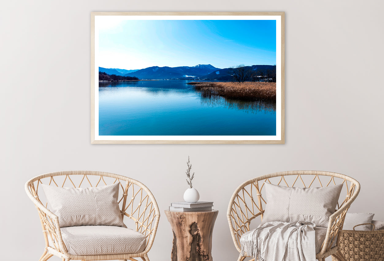 A Lake with a Blue Sky Overhead With Mountains Home Decor Premium Quality Poster Print Choose Your Sizes