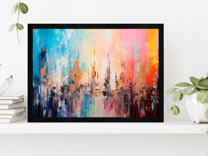 Abstract Colorful Modern Art Acrylic Glass Framed Wall Art, Ready to Hang Quality Print Without White Border Black