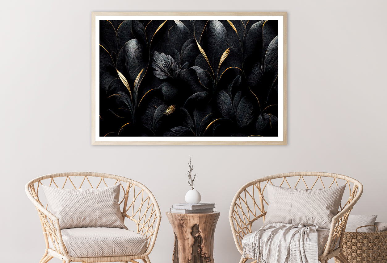 Luxury Black and Gold Leaves Art Home Decor Premium Quality Poster Print Choose Your Sizes - Bella Home Decor