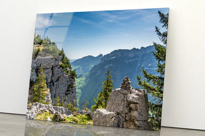 Swiss Alps Mountain Range with Sky Acrylic Glass Print Tempered Glass Wall Art 100% Made in Australia Ready to Hang - Bella Home Decor