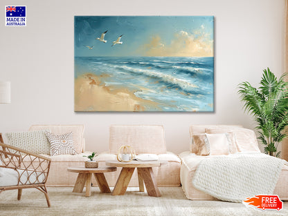 Group of Birds Flying Over the Ocean Print 100% Australian Made - Bella Home Decor