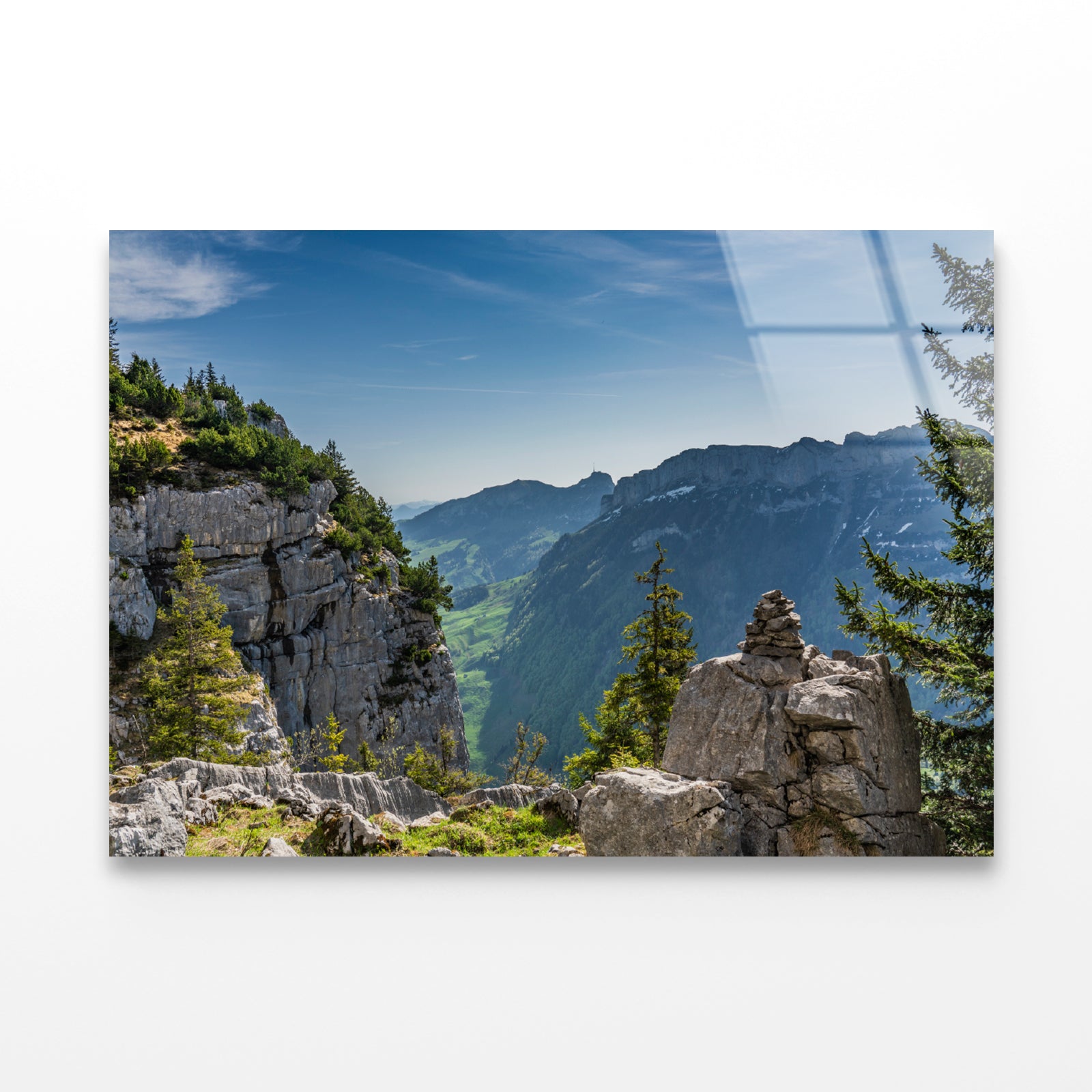 Swiss Alps Mountain Range with Sky Acrylic Glass Print Tempered Glass Wall Art 100% Made in Australia Ready to Hang - Bella Home Decor