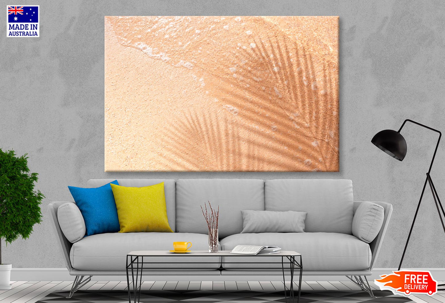 Shadow Of Coconut Leaf on Clean Sand Beach Wall Art Decor 100% Australian Made - Bella Home Decor