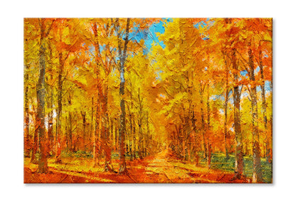 Autumn Gold Yellow Orange Red Trees Park In Sun Light Wall Art Limited Edition High Quality Print