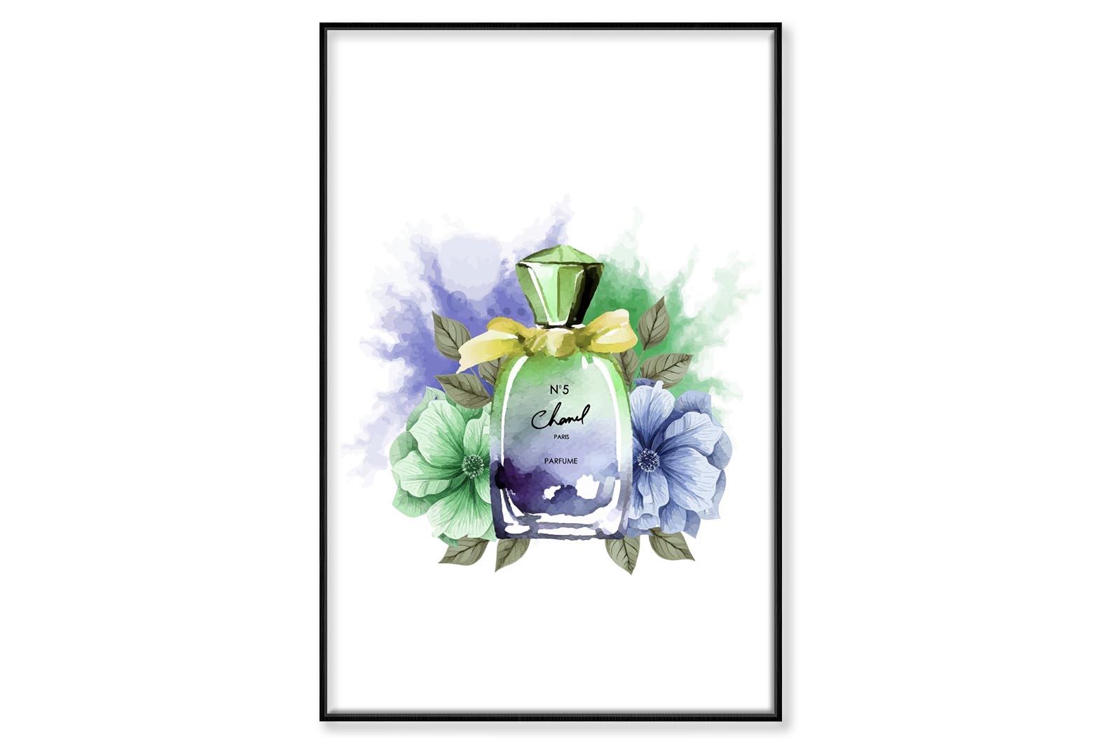 Light Green Perfume Wall Art Limited Edition High Quality Print Canvas Box Framed Black