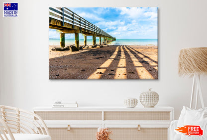 Cornwallis Wharf and Its Leading Innes and Shadow Across Beach to Water Wall Art Decor 100% Australian Made