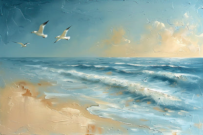 Group of Birds Flying Over the Ocean Print 100% Australian Made - Bella Home Decor