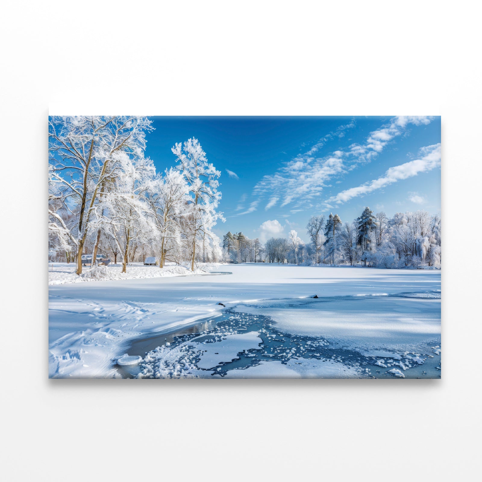 Winter, Frozen Lake and Snow-Covered Trees, Sky Print 100% Australian Made - Bella Home Decor