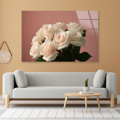 Bouquet of White Roses Acrylic Glass Print Tempered Glass Wall Art 100% Made in Australia Ready to Hang